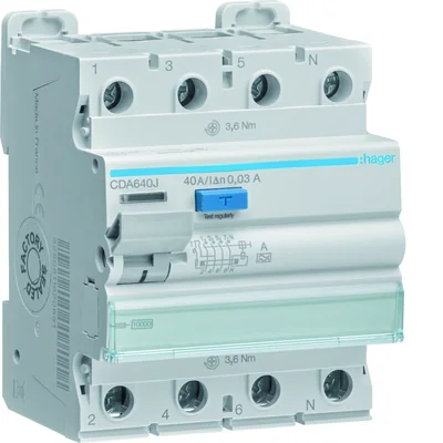 FI-Schutzschalter 3P+N 40A 30mA 10kA A