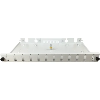 Fiber optic distribution box 12xSC duplex / 12xLC quad 19 1U with front panel and mounting accessories (glands, cable ties), extendable ALANTEC