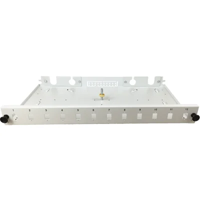 Fiber optic distribution box 12xSC simplex / 12xLC duplex 19 1U with front panel and mounting accessories (glands, bands), extendable ALANTEC