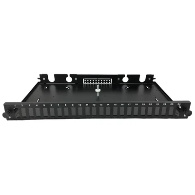Fiber optic distribution box 24xSC duplex / 24xLC quad 19 1U with front panel and mounting accessories (glands, cable ties), extendable ALANTEC