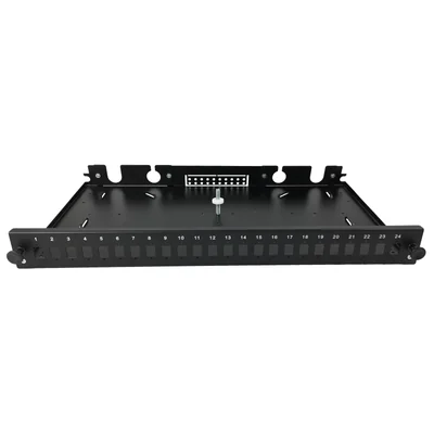 Fiber optic distribution box 24xSC simplex / 24xLC duplex 19 1U with front panel and mounting accessories (glands, bands), extendable ALANTEC