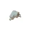 Fiche plastique monophasée angulaire 2P+Z 10/16A IP20, blanche avec broche