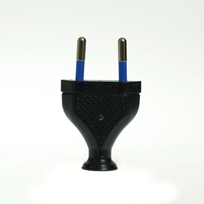 Fiche plate amovible 2,5A/250V isolation classe II. NOIR