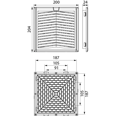 Filtre WF12 176x176mm gris