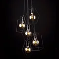 FIORD Five-bulb black pendant lamp