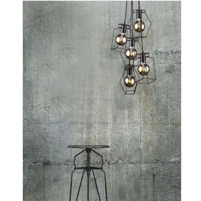 FIORD Five-bulb black pendant lamp