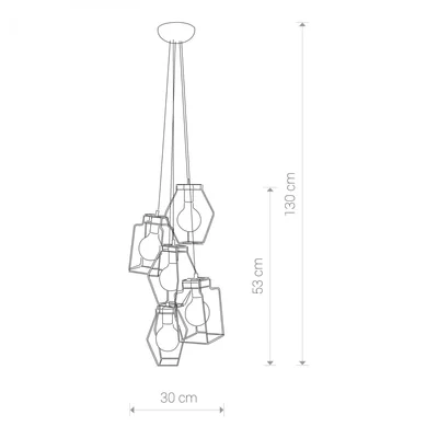 FIORD Pětisvětelná závěsná lampa, černá