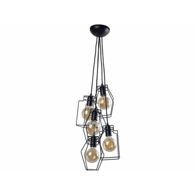 FIORD Suspension noire à 5 lampes