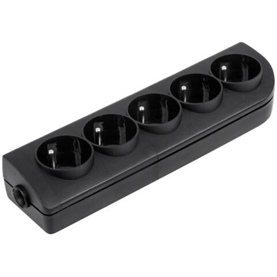 Five-gang portable socket with earthing black