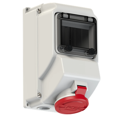 Fixed socket with inspection window 16A 3P+N+N 400V 50/60Hz 6h IP44