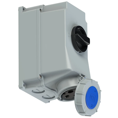 Fixed socket with switch 63A 2P+E 230V 50/60Hz 6h IP66/67