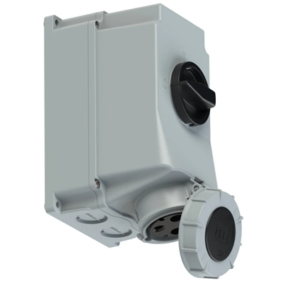Fixed socket with switch 63A 2P+E 500V 50/60Hz 7h IP66/67