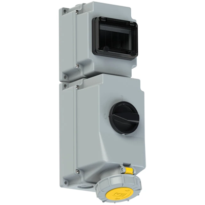 Fixed socket with switch 63A 3P+Z+N 110V 50/60Hz 4h IP66/67