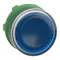 Flacher blauer LED-Drucktaster aus Kunststoff ohne Markierung