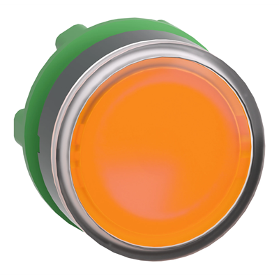 Flacher Druckknopf, orange, selbstrückstellender LED-Kunststoff, typischerweise ohne Markierung