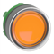 Flacher, orangefarbener Drucktaster mit Haube, LED, Kunststoff, typisch