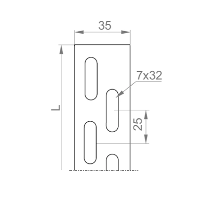 Flat bar in the tape, length 25mm, width 35mm