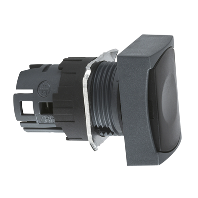 Flat black self-return button without backlight, rectangular plastic