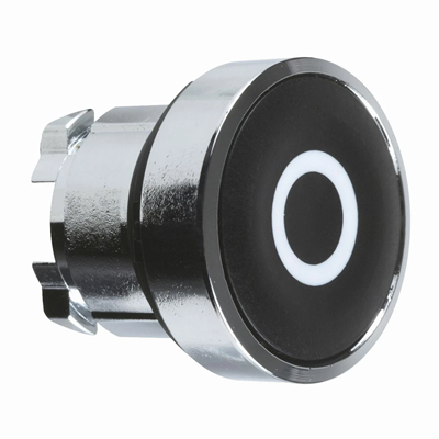 Flat black self-return pushbutton without backlight metal O