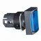 Flat blue push-button, self-returning LED, plastic, rectangular