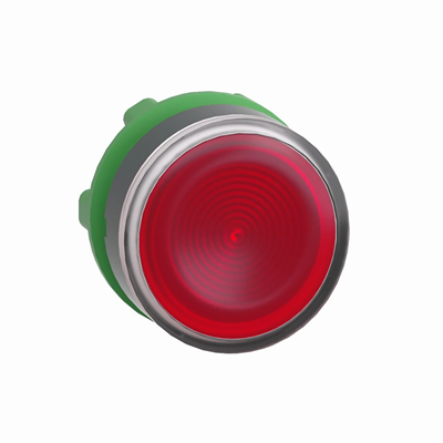 Flat button, red, self-returning LED, corrugated plastic without marking