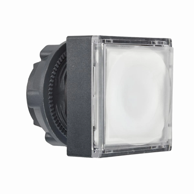 Flat button white push-push LED square plastic