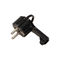 Flat, detachable plug for cables with a handle, black