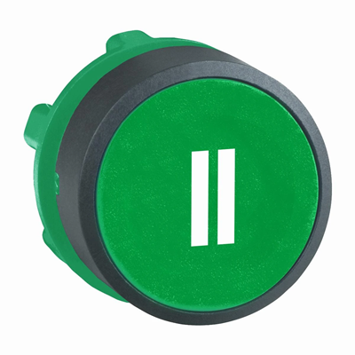 Flat green push-button, non-illuminated, plastic II