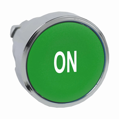 Flat green push-button without backlight metal ON