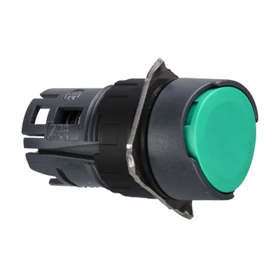 Flat green push-button without backlight round plastic