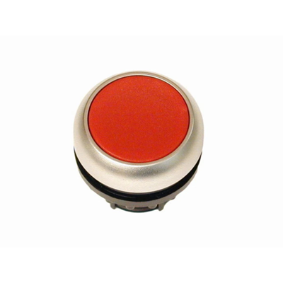 Flat latching pushbutton, red color, M22-DR-R