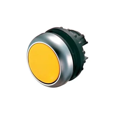 Flat latching pushbutton, yellow, M22-DR-Y