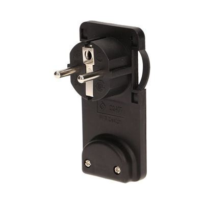 Flat plug for 250V 16A cables with a handle, black