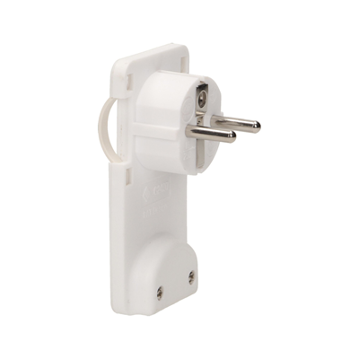 Flat plug for 250V 16A cables with a handle, white