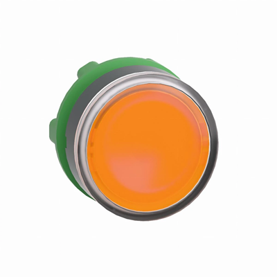 Flat push-button, orange, self-resetting LED plastic, typical without marking