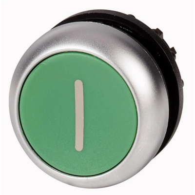 Flat pushbutton with spring return, green 1, M22-D-G-X1