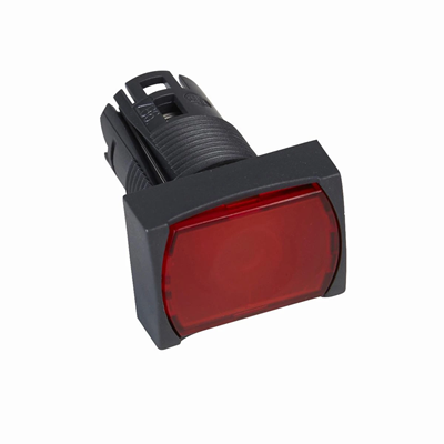 Flat red push-push LED plastic rectangular button