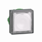 Flat, square, white, self-resetting LED plastic button without marking