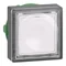 Flat, square, white, self-resetting LED plastic button without marking