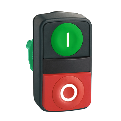 Flat/Protruding Green/Red Plastic I/O Dual Button