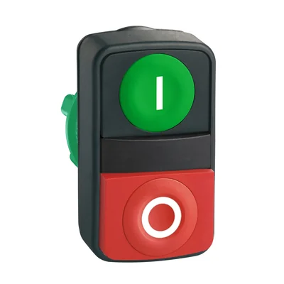 Flat/Protruding Green/Red Plastic I/O Dual Button