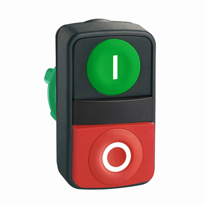 Flat/Protruding Green/Red Plastic I/O Dual Button