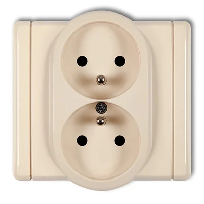 FLEXI Double socket with grounding 2x(2P+Z) (current circuit shutters) beige