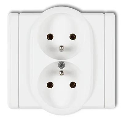 FLEXI Double socket with grounding 2x(2P+Z) (current circuit shutters) white