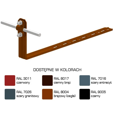 Fliesenhalter, verstellbar, gerade, mit Schraube, Länge 28 cm, Höhe 10 cm, lackiert