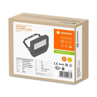 FLOODLIGHT 10 W LED floodlight 10W 1100lm 3000K WW IP65 white