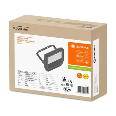 FLOODLIGHT 20 W LED floodlight 20W 2200lm 3000K WW IP65 black