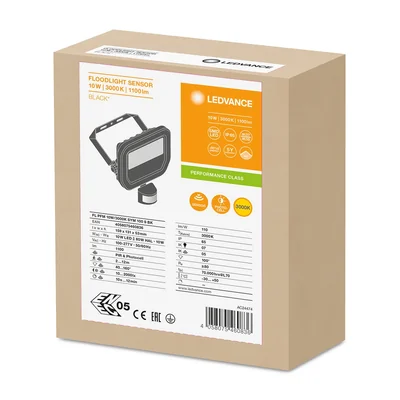 FLOODLIGHT SENSOR 10 W LED Fluter 10W 1100lm 3000K WW IP65 schwarz