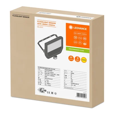 FLOODLIGHT SENSOR 50 W Proiettore LED 50W 5500lm 3000K WW IP65 nero