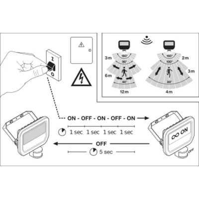 FLOODLIGHT SENSOR 50 W Proiettore LED 50W 5500lm 3000K WW IP65 nero